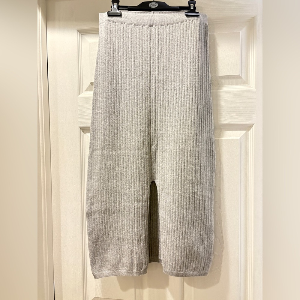 Free‎ People Skyline Ribbed High Slit Midi Pencil Skirt Gray Women's Size Medium